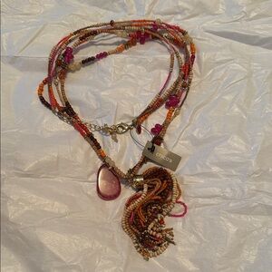 Chico's Pink and Orange Beaded Necklace